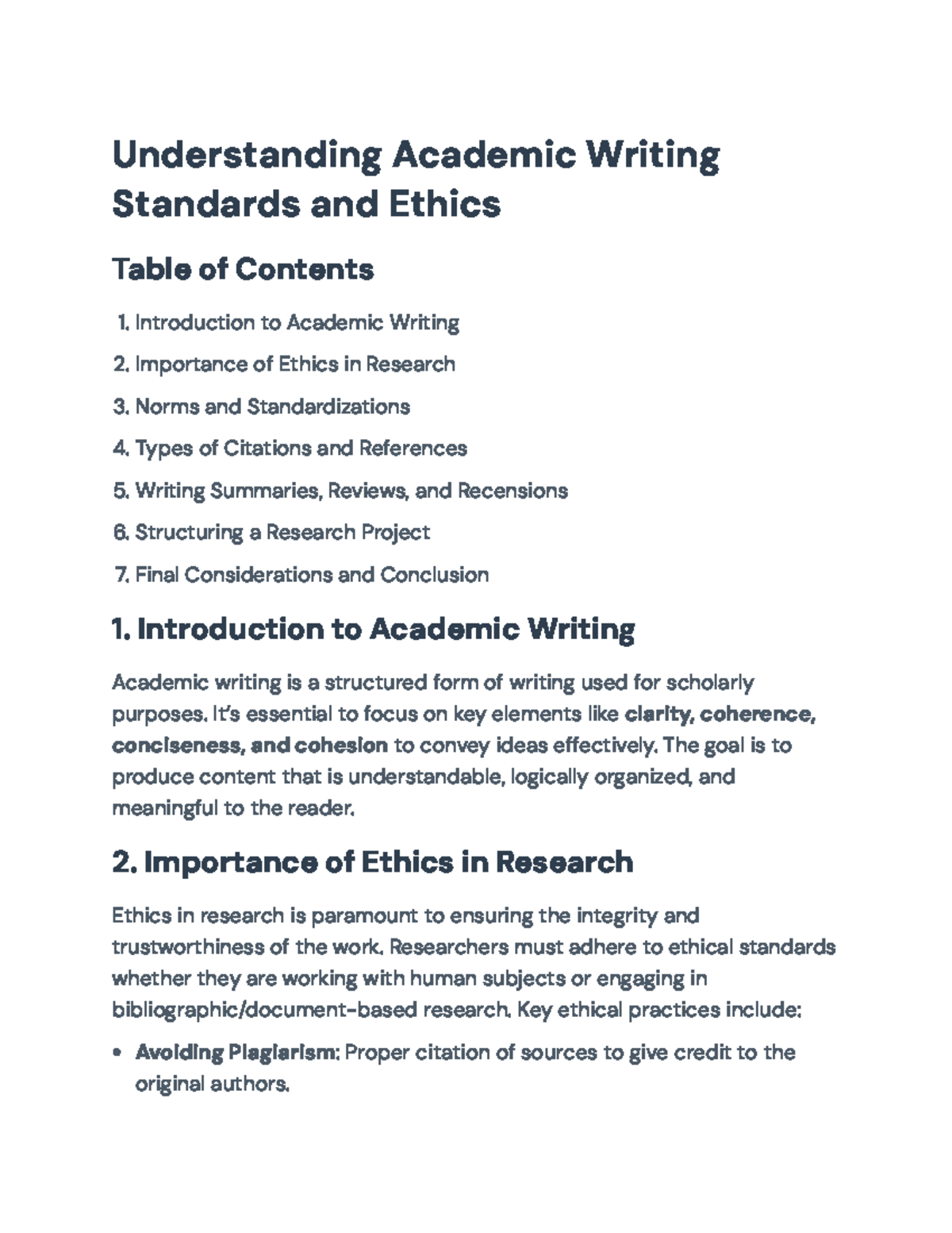 Understanding Academic Writing Standards and Ethics (Course Code ...