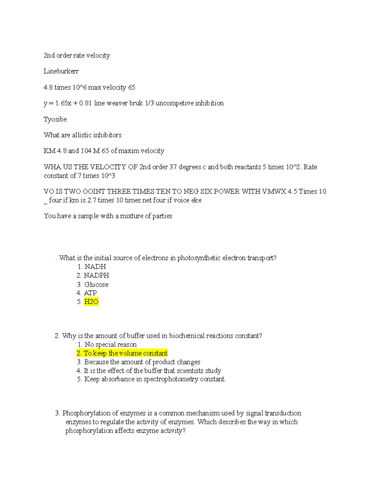 Biochemistry Exam Questions and Integrated Metabolic Pathways Analysis ...