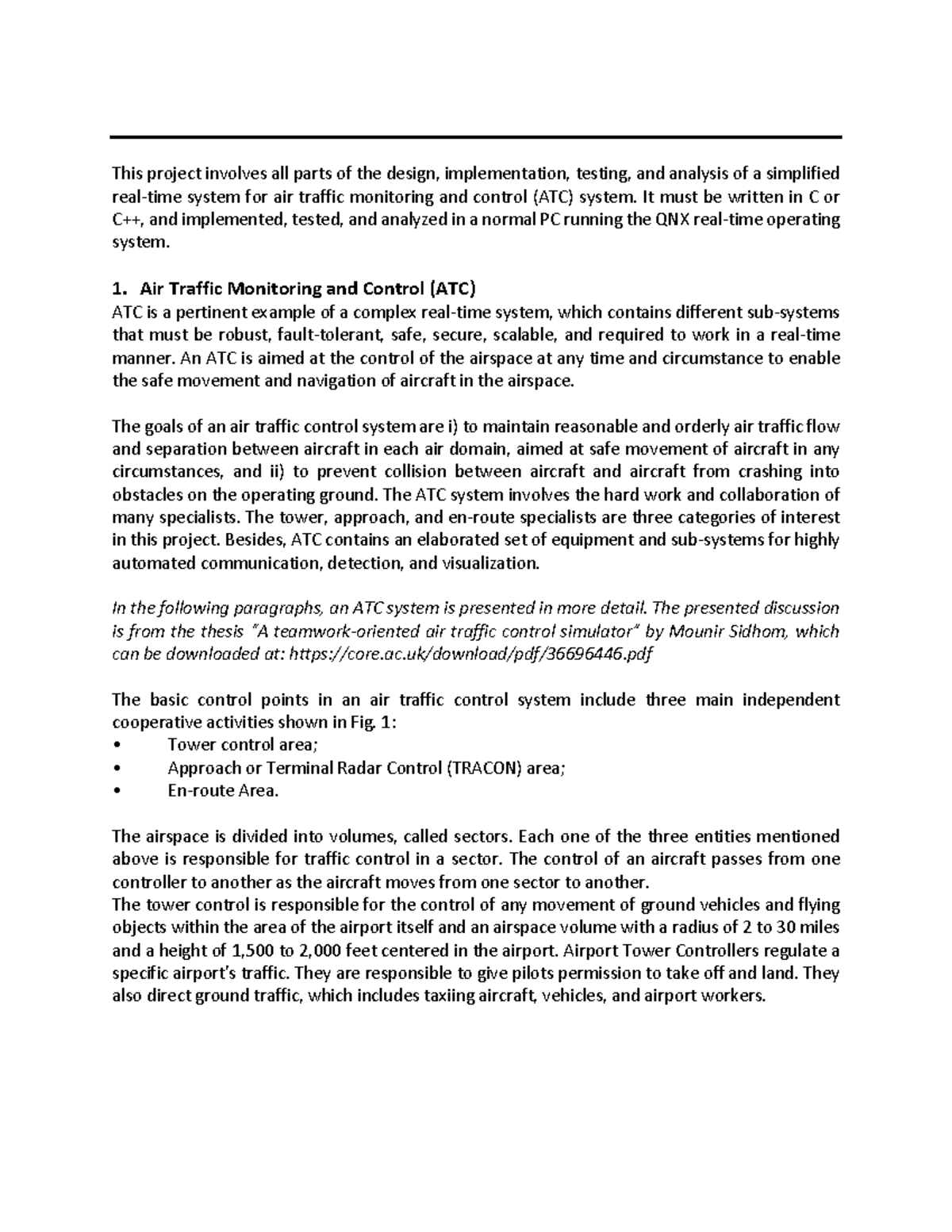 Coen320 Project: Design & Implementation of ATC System in C/C++ - Studocu