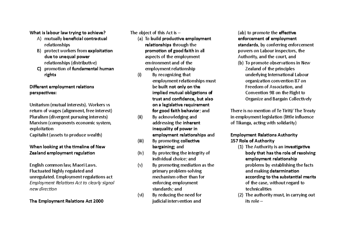 Labour Law Overview and Key Principles: A Comprehensive Guide - Studocu