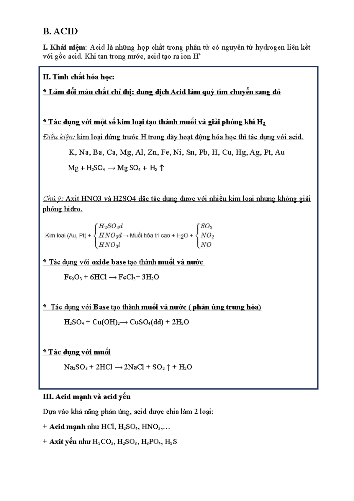 ACID & BASE Concepts and Reactions - Chemistry 101 Notes - Studocu