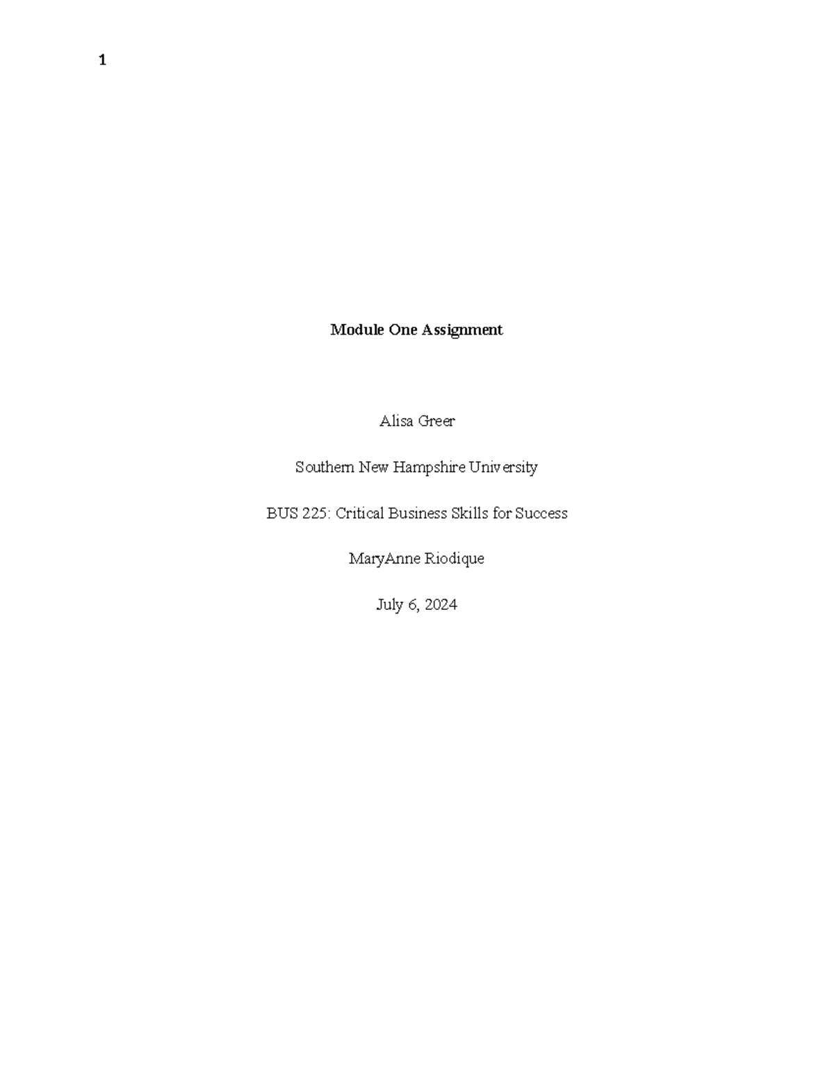 BUS 225: Module One Assignment on Critical Thinking in Business - Studocu
