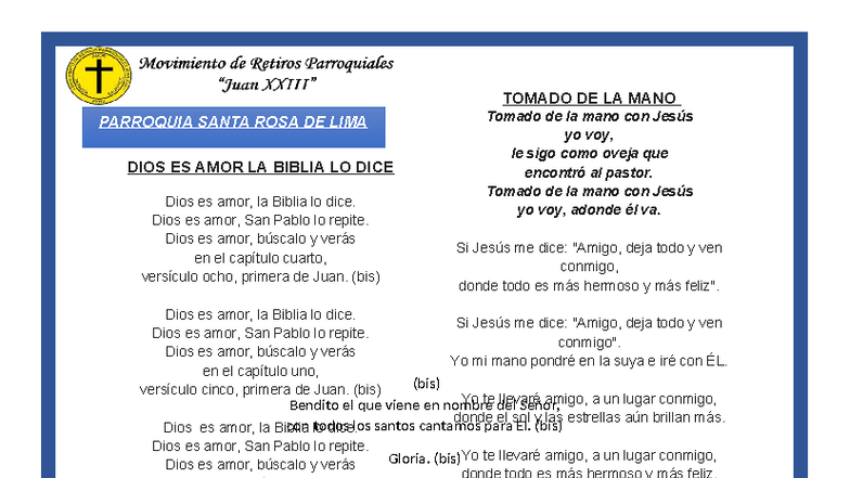 DIA DE LA BIBLIA: Canciones de Fe y Esperanza - Studocu