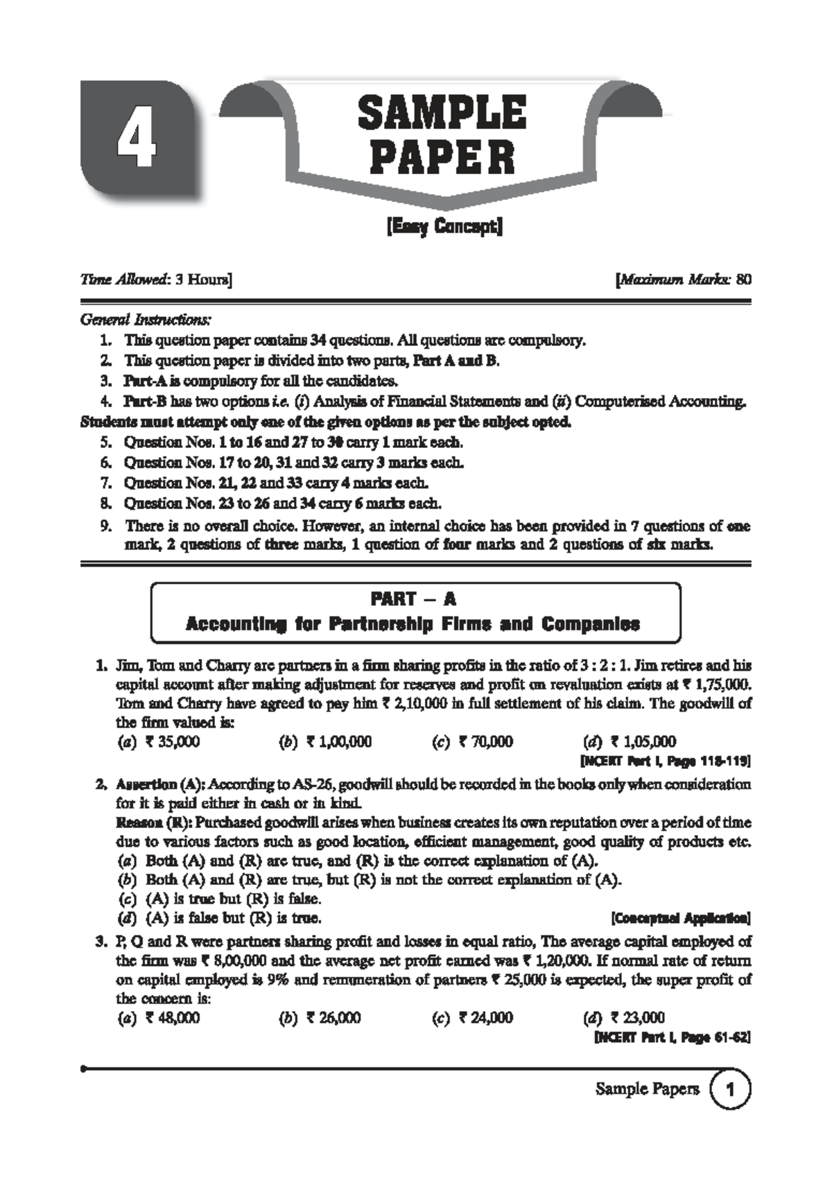 Cbse Class 12 EAD Accountancy 2026 Edition Sample Paper 4 - Studocu
