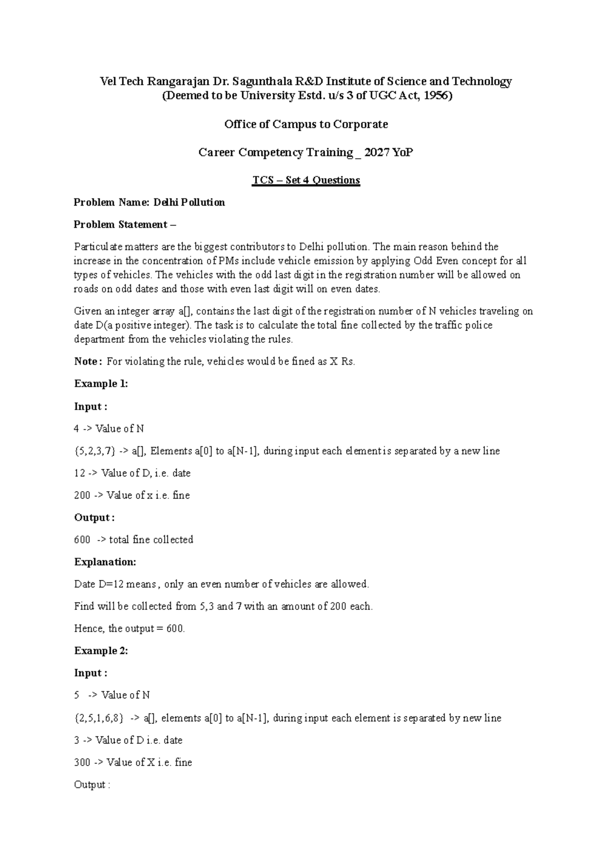 TCS Question Set 4-5: Practice Material for Campus Recruitment - Studocu