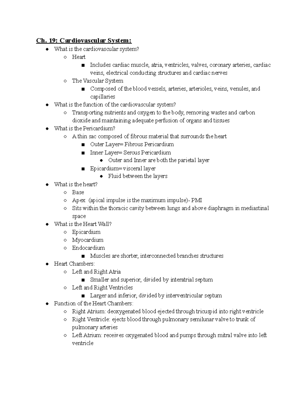 Chapter 19: Comprehensive Overview of the Cardiovascular System - Studocu