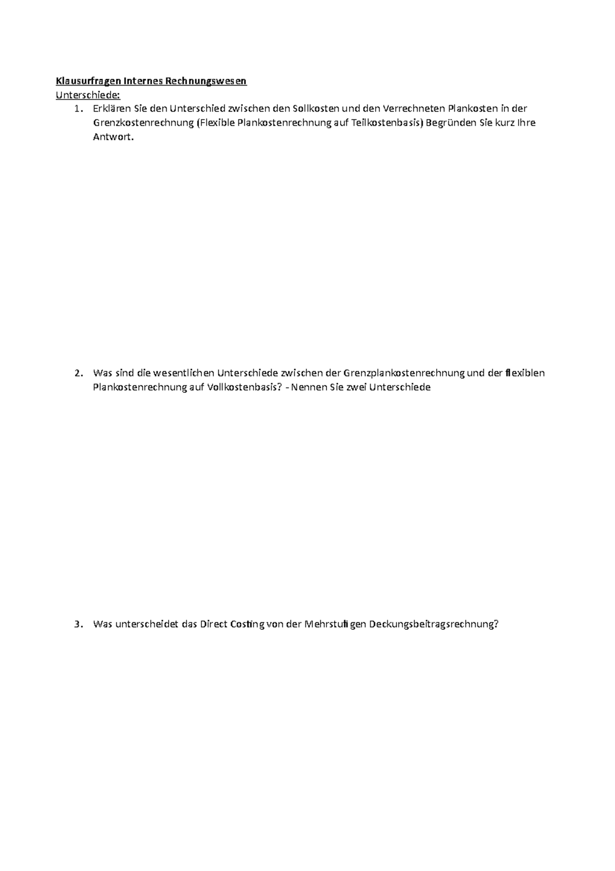Klausur 6. Feb 2017: Fragen zur Flexiblen Plankostenrechnung - Studocu