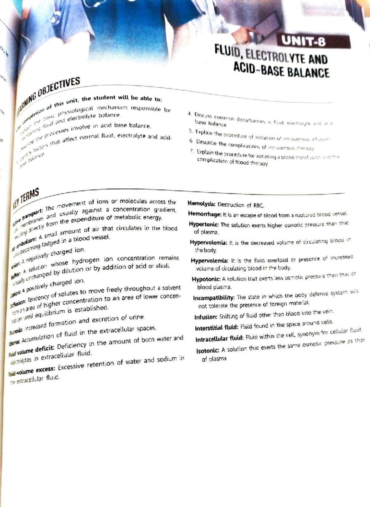 Fluid and Electrolyte Balance: Nursing Foundations ANINCO8 Objectives ...
