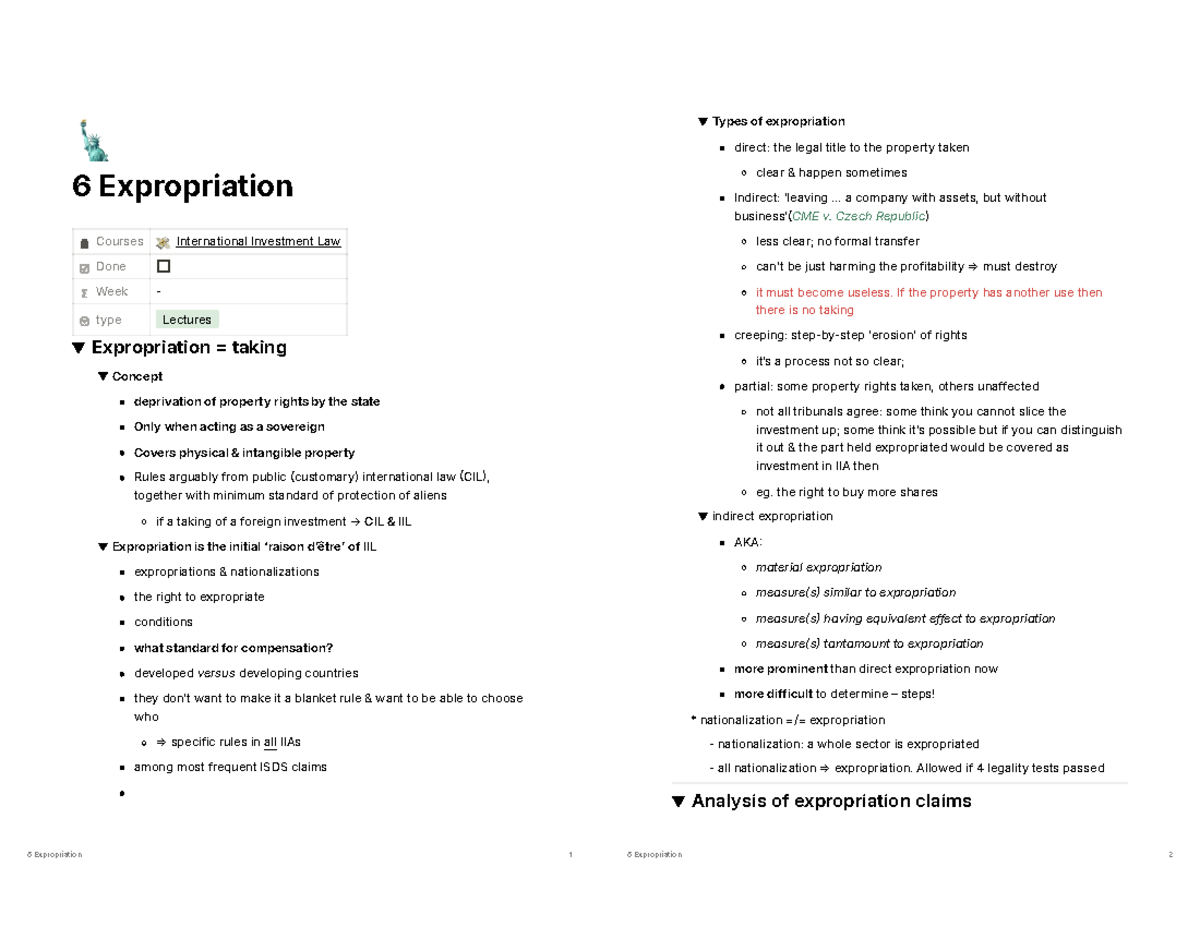 6 Expropriation: Legal Framework and Analysis of Indirect Claims ...