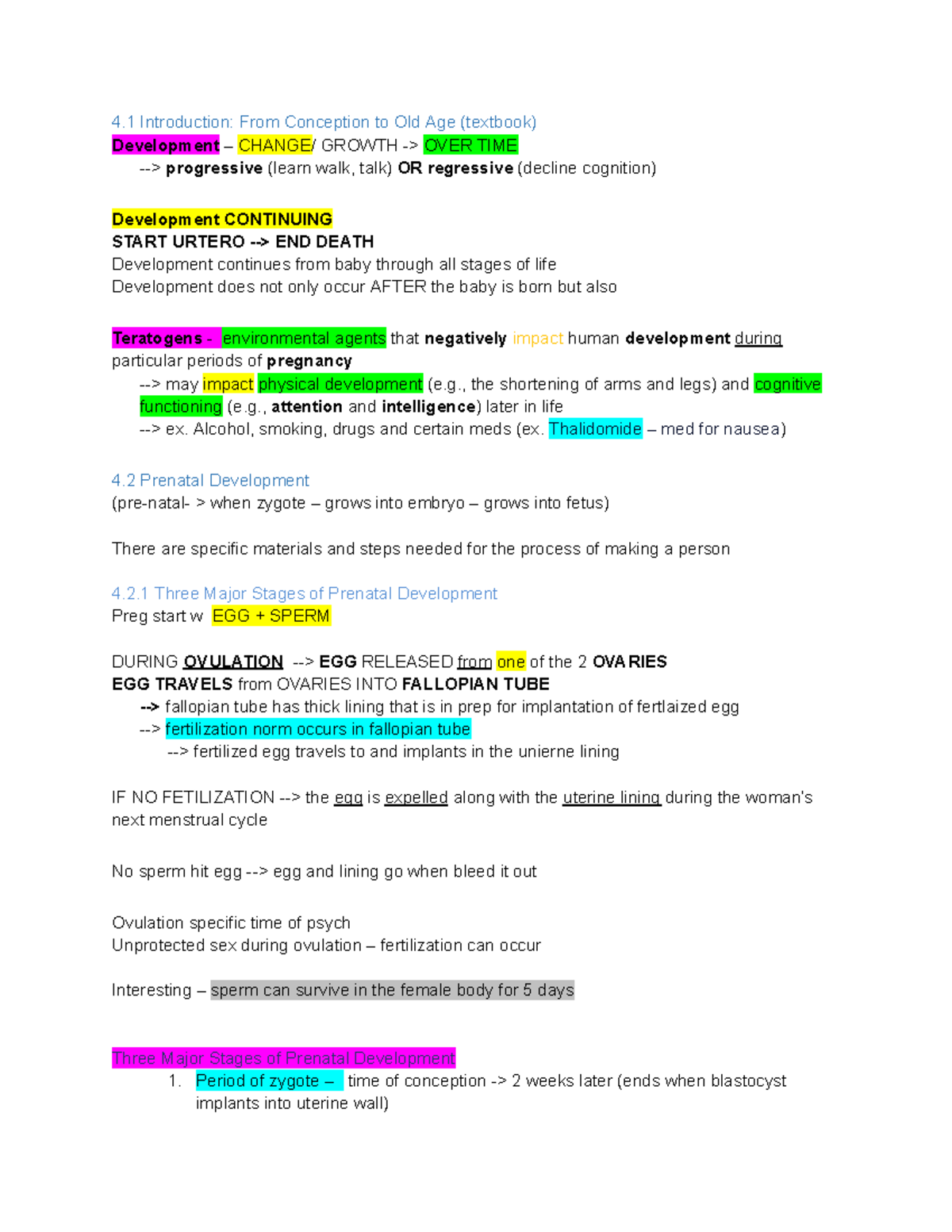 Psy 1102 Chapter 4: Development from Conception to Old Age Notes - Studocu