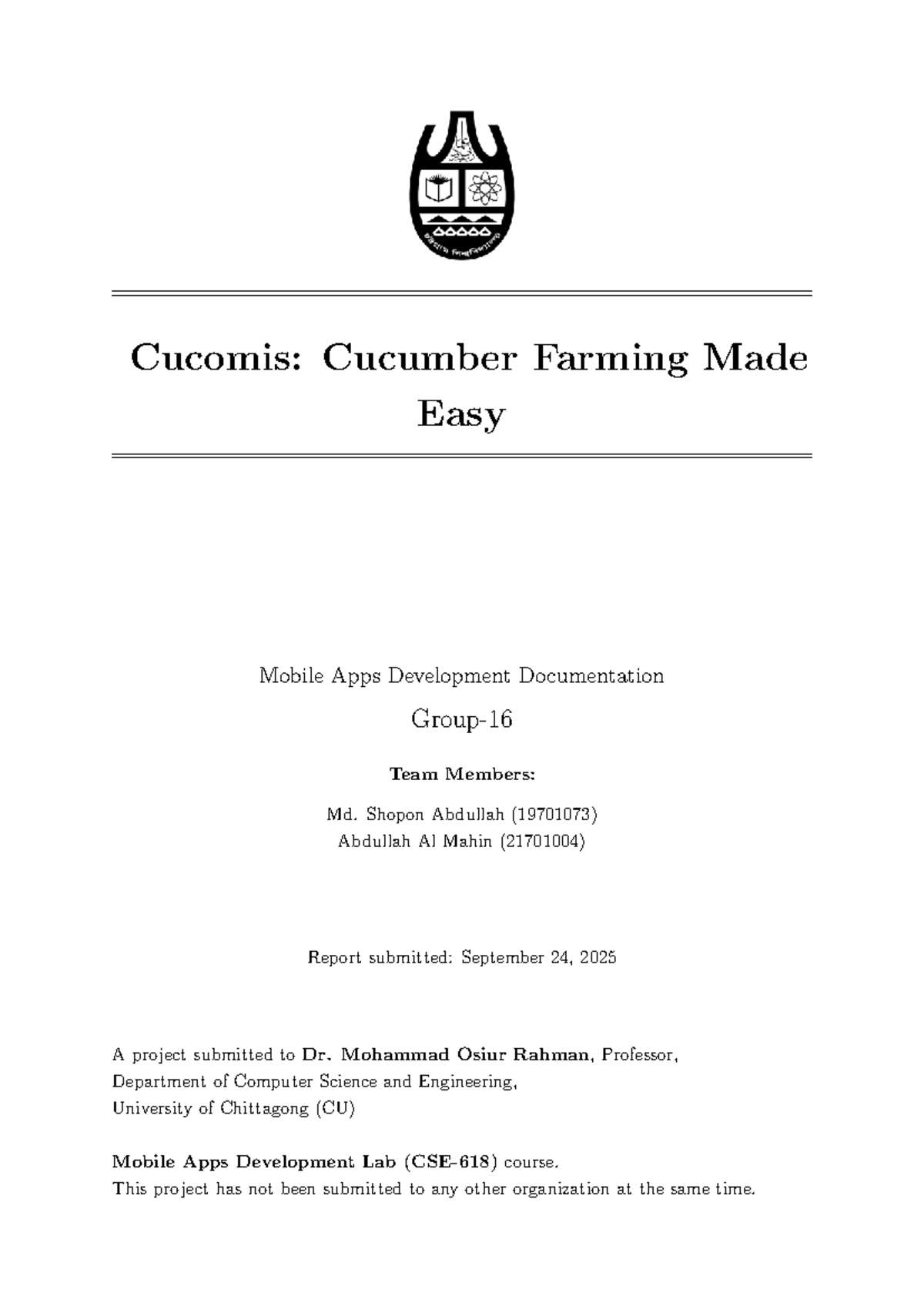 Cucomis: Cucumber Farming Mobile App Development Documentation - Studocu