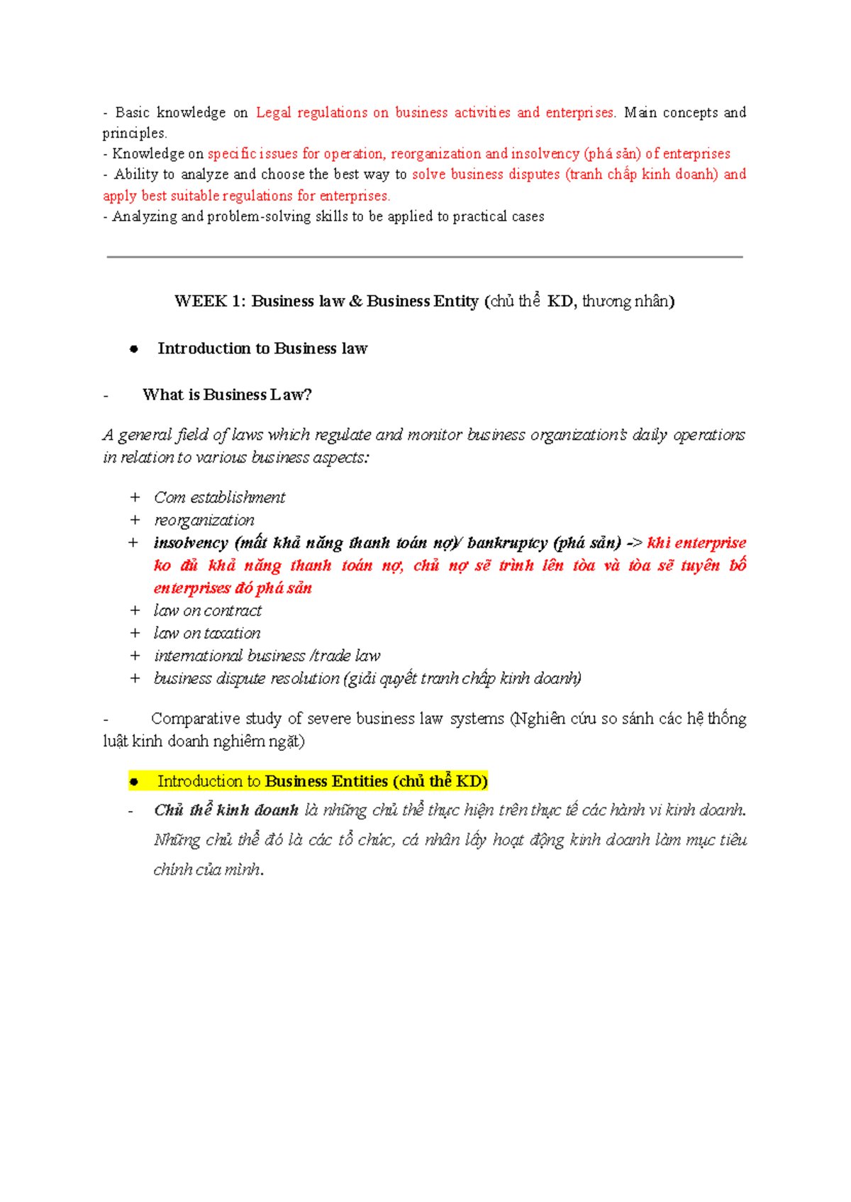 Business Law Midterm Quiz Notes (BUS-LAW 101) - Studocu
