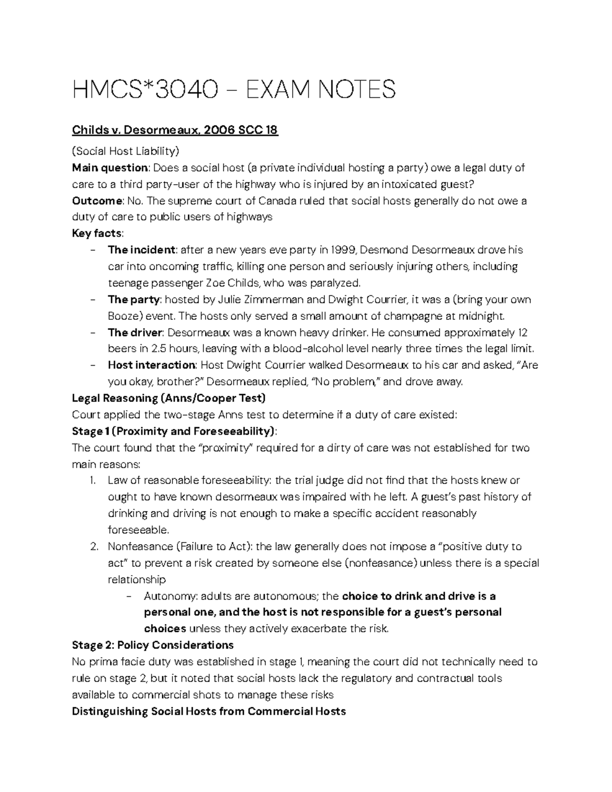 Law CASES Exam Notes: Key Legal Principles and Outcomes - Studocu