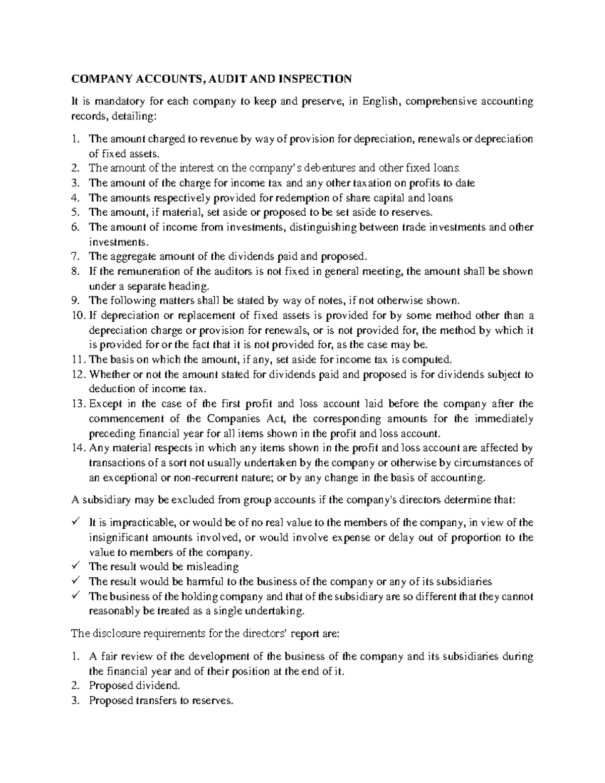 BBA B403 Company Accounts, Audit & Inspection Overview - Studocu