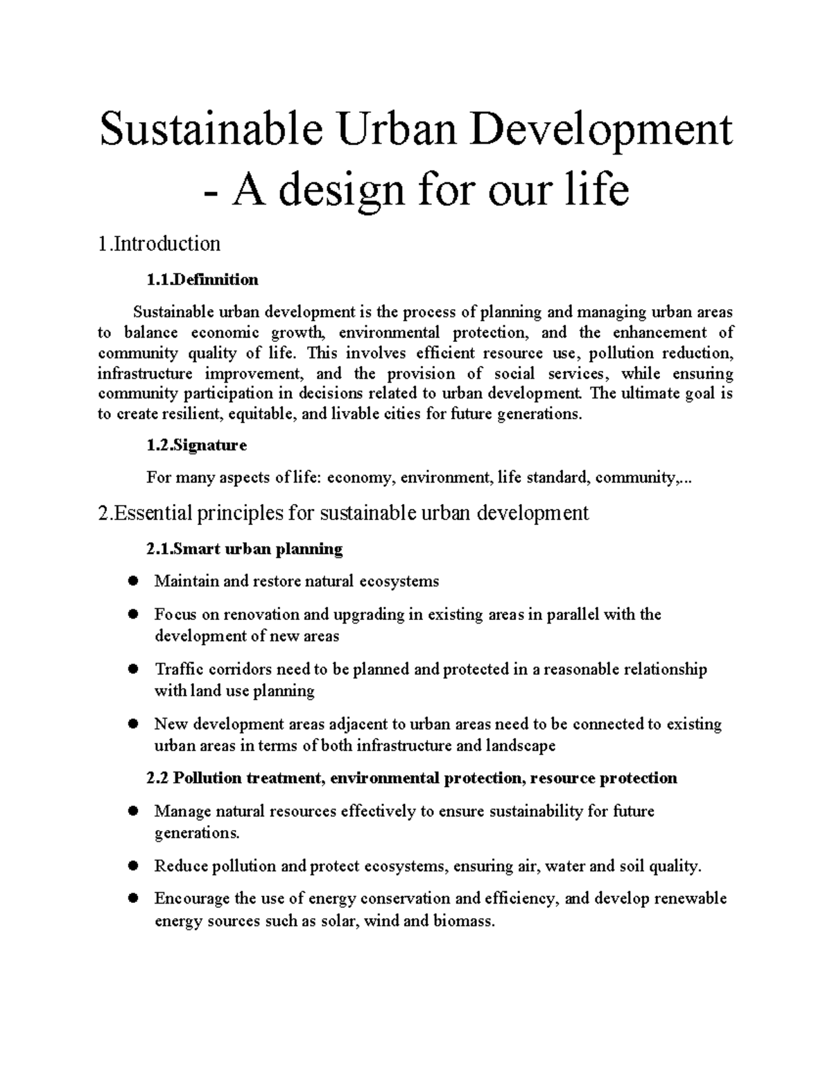 Sustainable Urban Development: Principles & Strategies Outline - Studocu