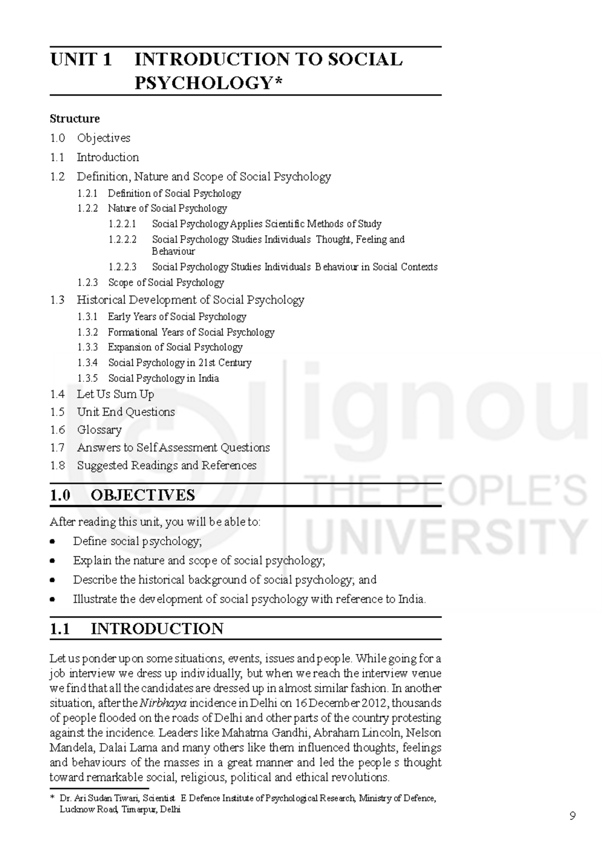 Unit 1: Introduction to Social Psychology - Key Concepts and Historical ...