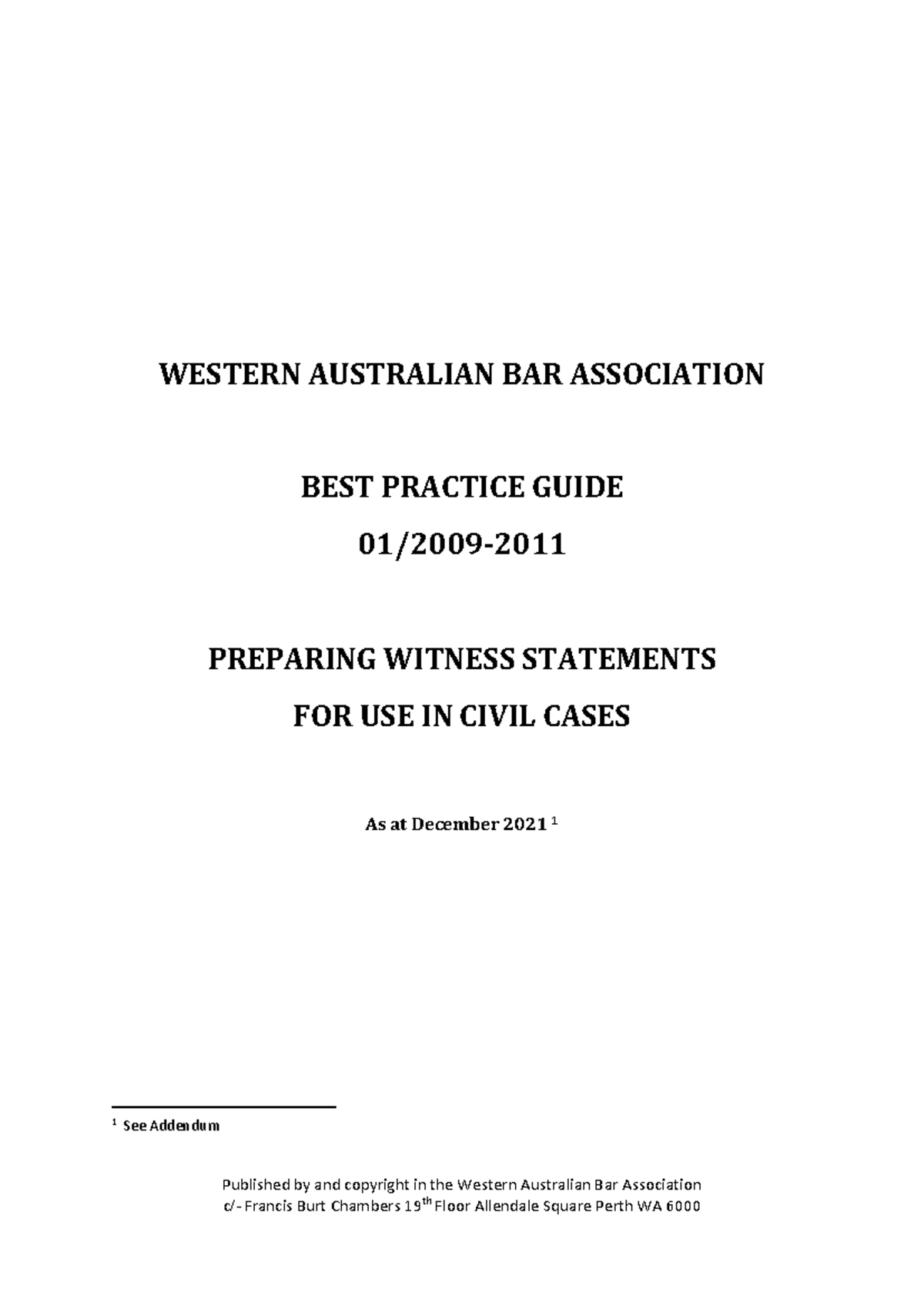 Best Practice Guide: Preparing Witness Statements for Civil Cases (WA ...