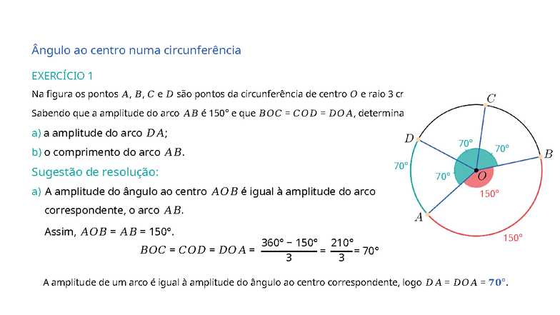 Ficha Matemática 9º Ano: Ângulo ao Centro e Soluções de Exercícios ...