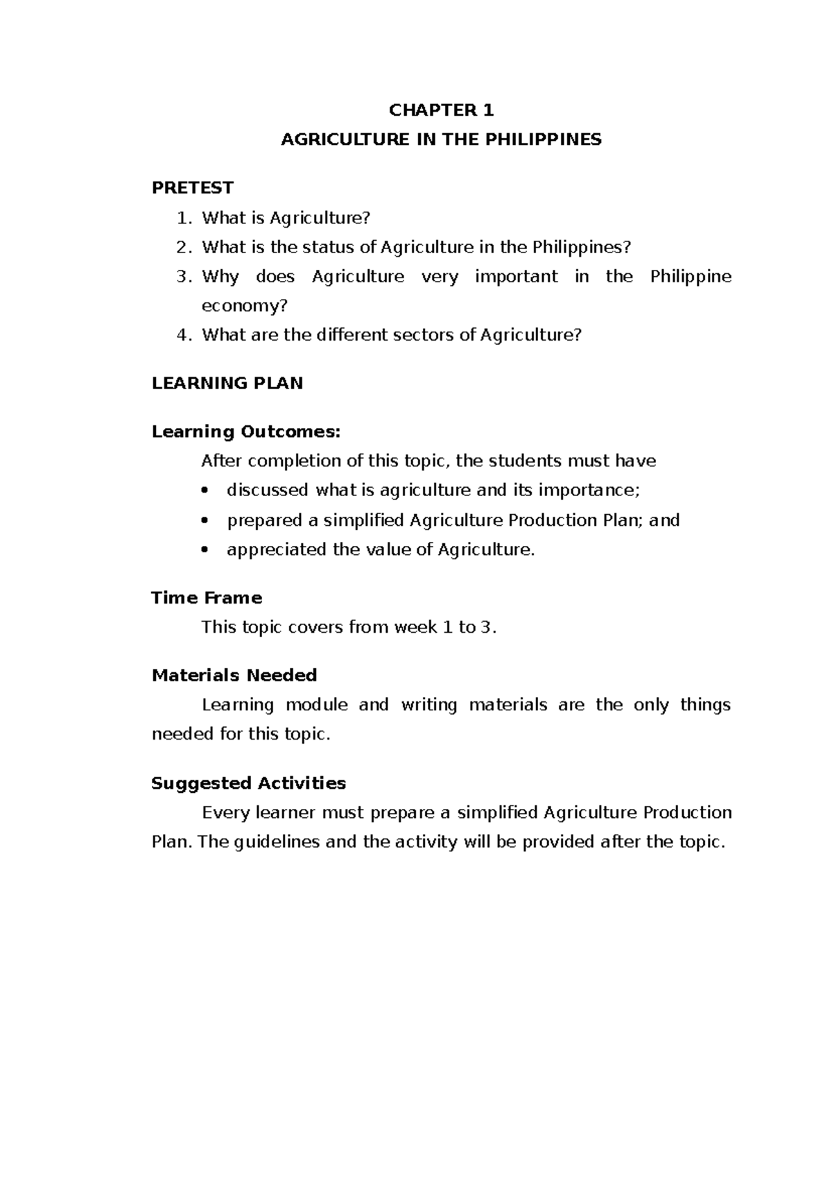 Chapter 1: Overview of Agriculture in the Philippines and Its ...