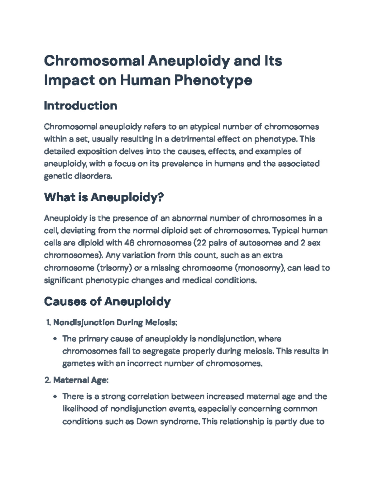 Understanding Chromosomal Aneuploidy and Its Impact on Human Phenotype ...