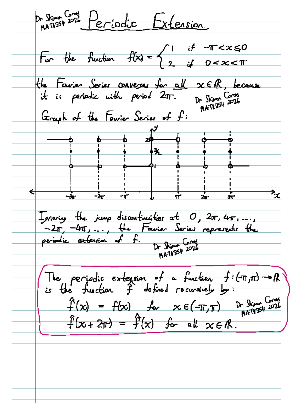 MATH354 2026 Final Exam Notes: Periodic Extension & Fourier Series ...