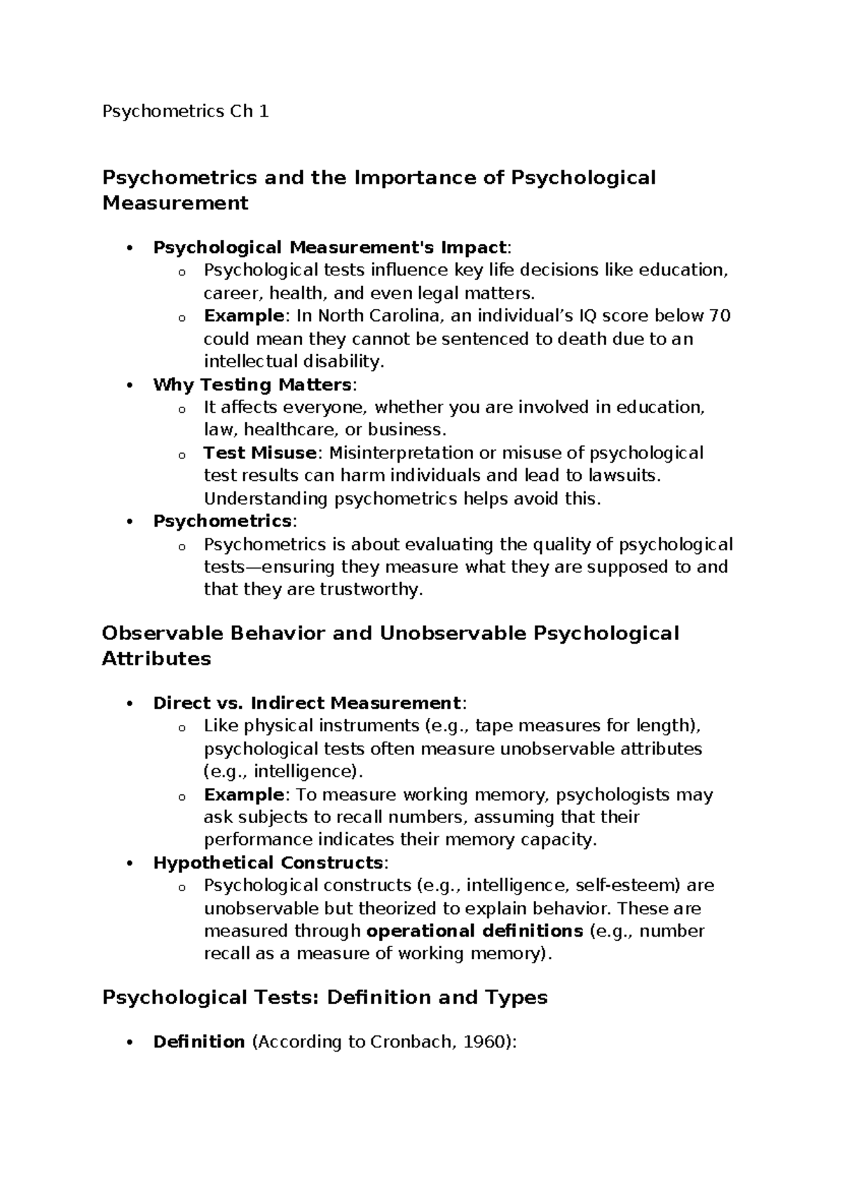 PTPR 101 Lecture 1: Introduction to Psychometrics and Measurement ...
