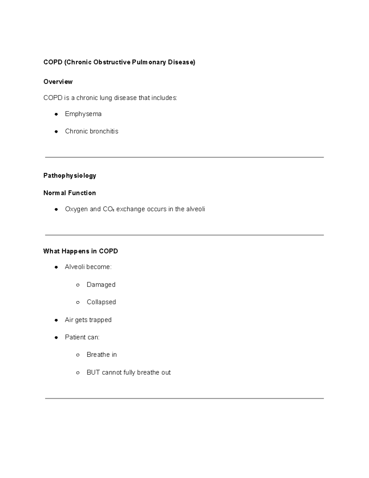 COPD Overview: Key Concepts and Nursing Interventions - Studocu