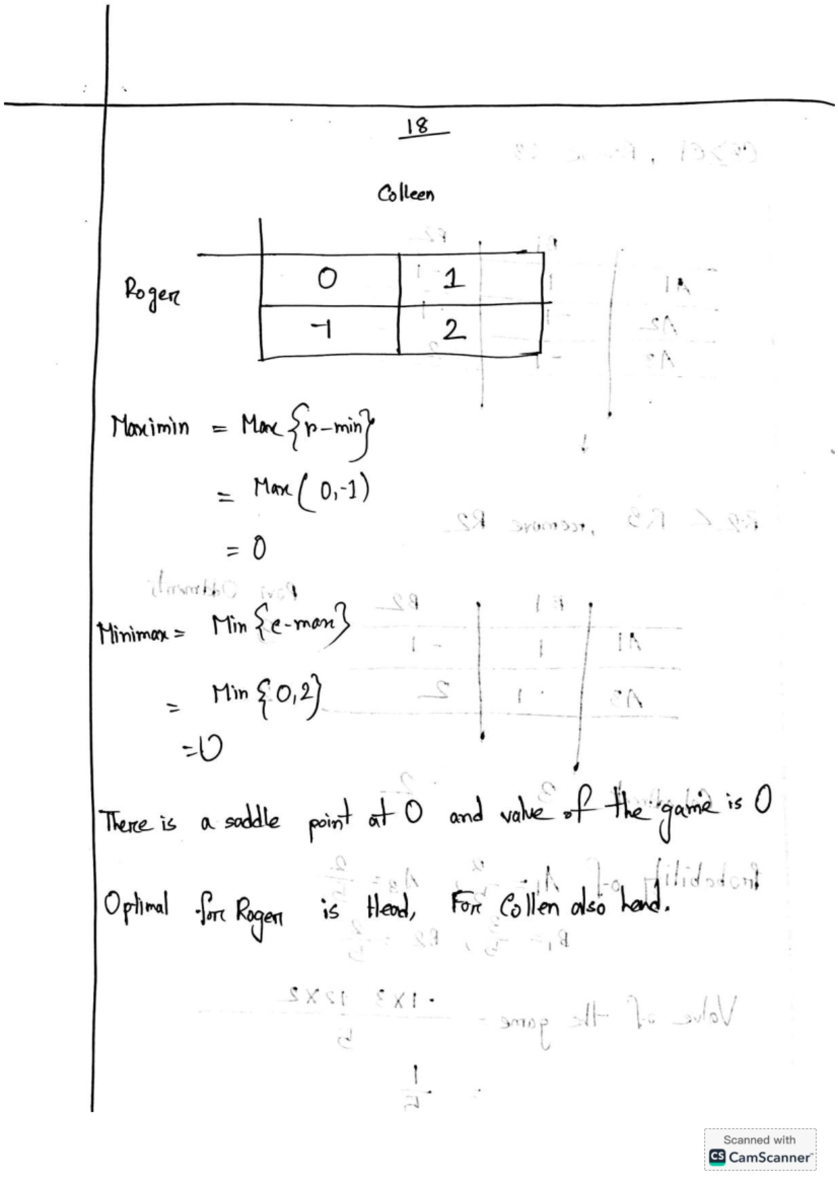 Mat485 - Lecture Notes on Game Theory and Saddle Points - Studocu