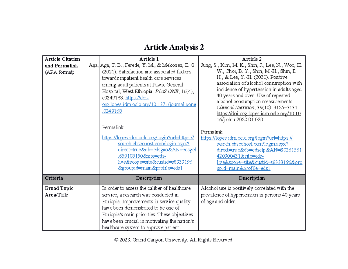 Salome article analysis 2 week 3 - Article Analysis 2 Article Citation ...