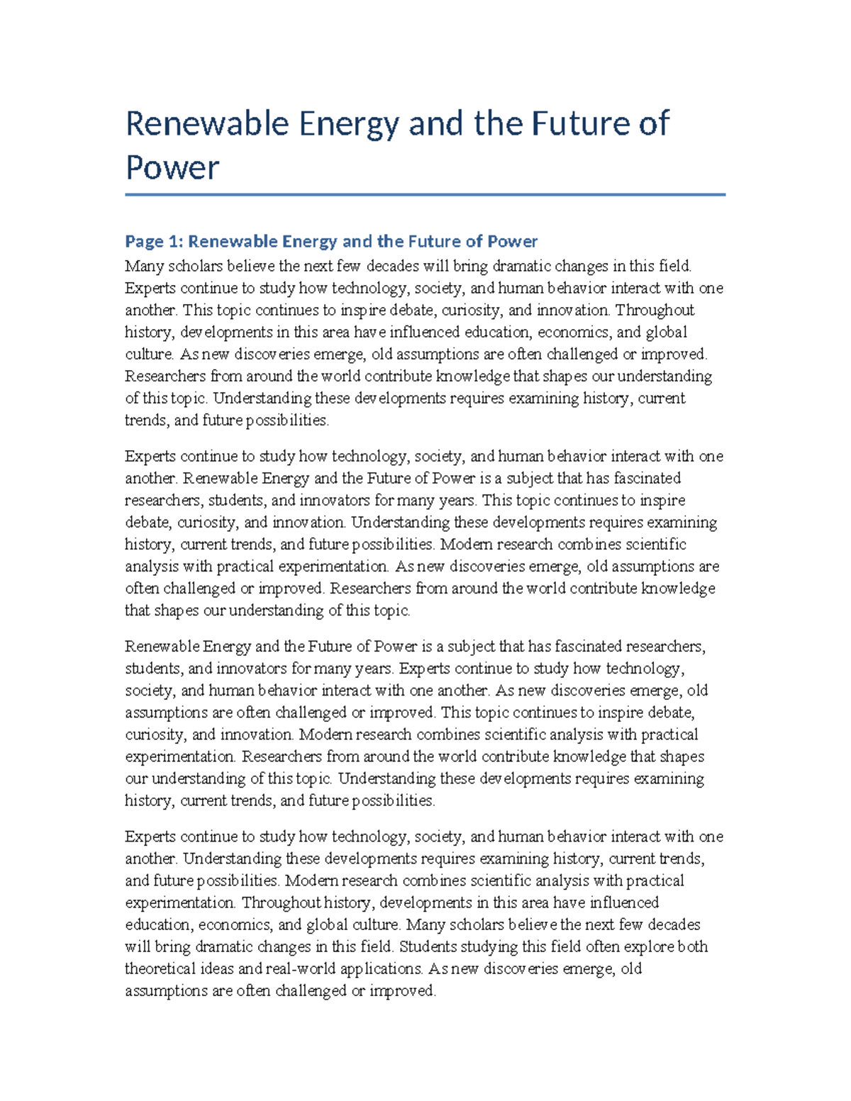 Renewable Energy and the Future of Power: Insights and Innovations ...