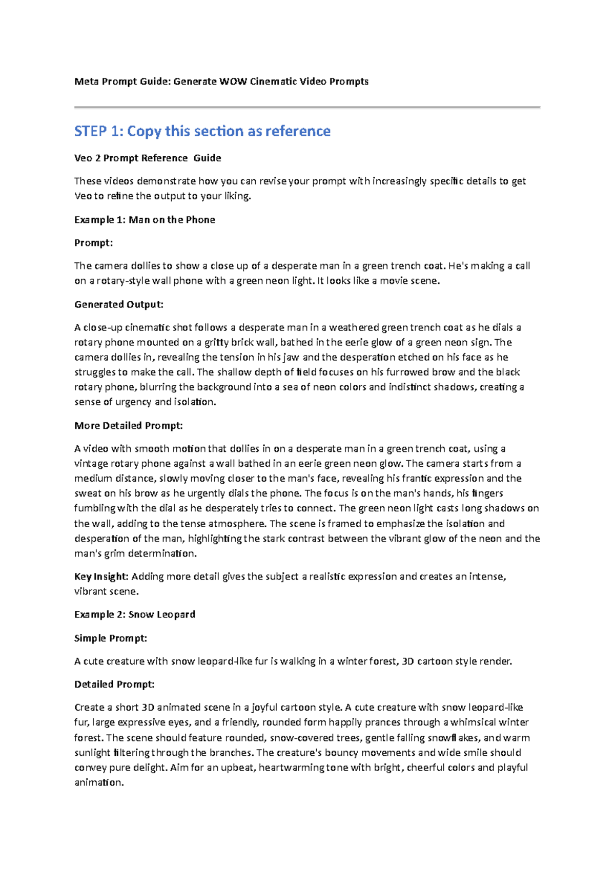Veo 2 Prompt Guide: Crafting Cinematic Video Prompts for AI - Studocu