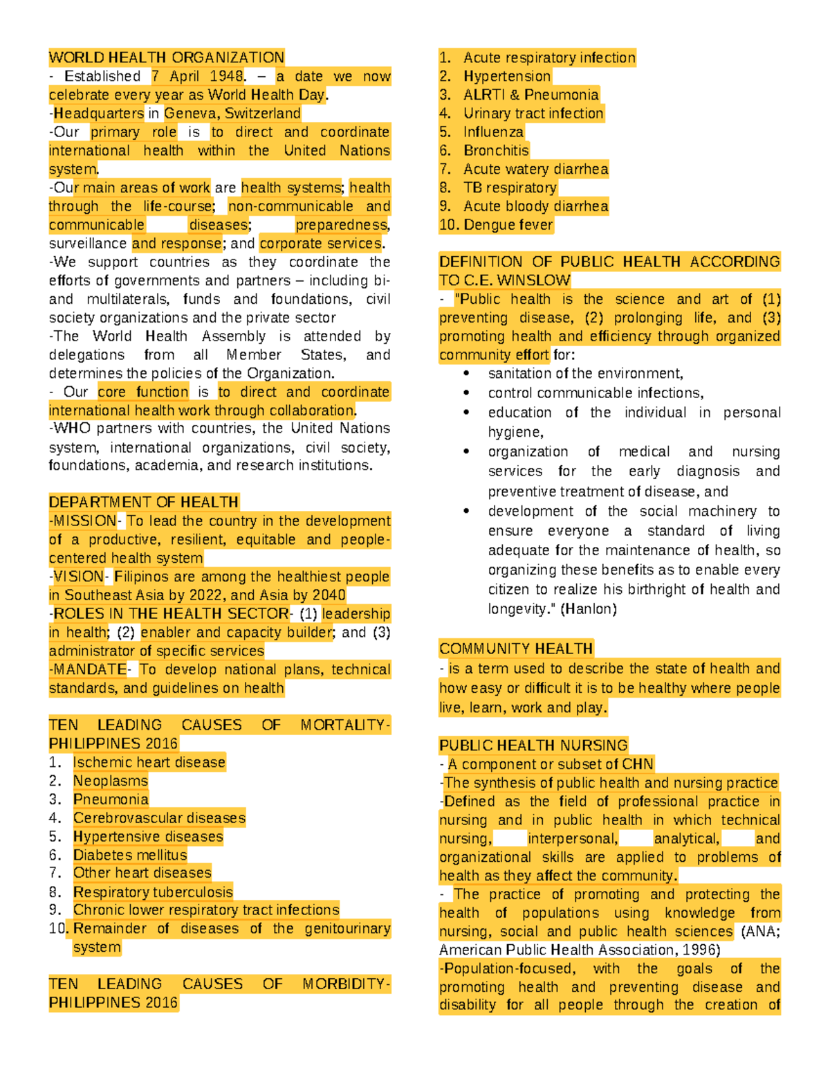 CHN- Prelims: Overview of Public Health and Community Nursing Practices ...