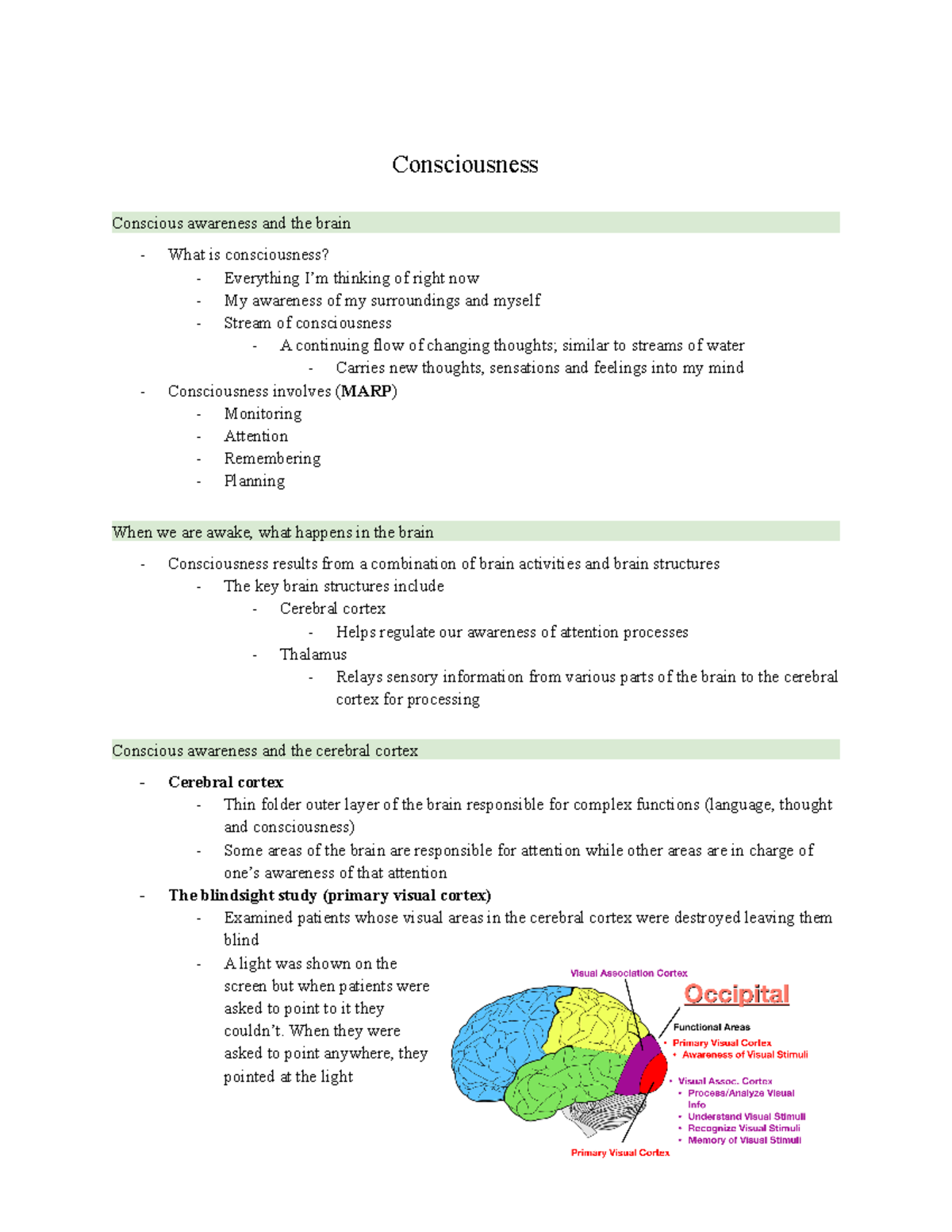PS101 Midterm 2: Understanding Consciousness and Learning Processes ...
