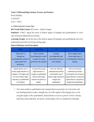 D630 Task 2 - Curriculum Evaluation of Reveal Math for 6th Grade - Studocu
