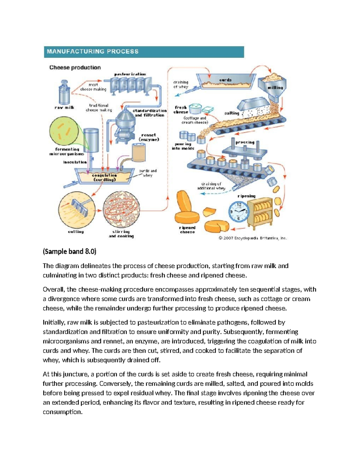 Cheesemaking Process: Writing Task 1 Sample (Band 8.0) - Studocu