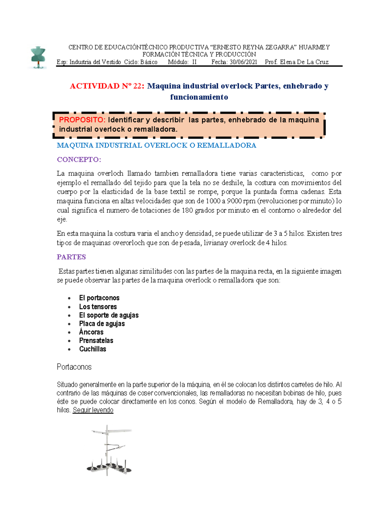 Activ. 22: Partes, Enhebrado y Funcionamiento de la Máquina Overlock ...