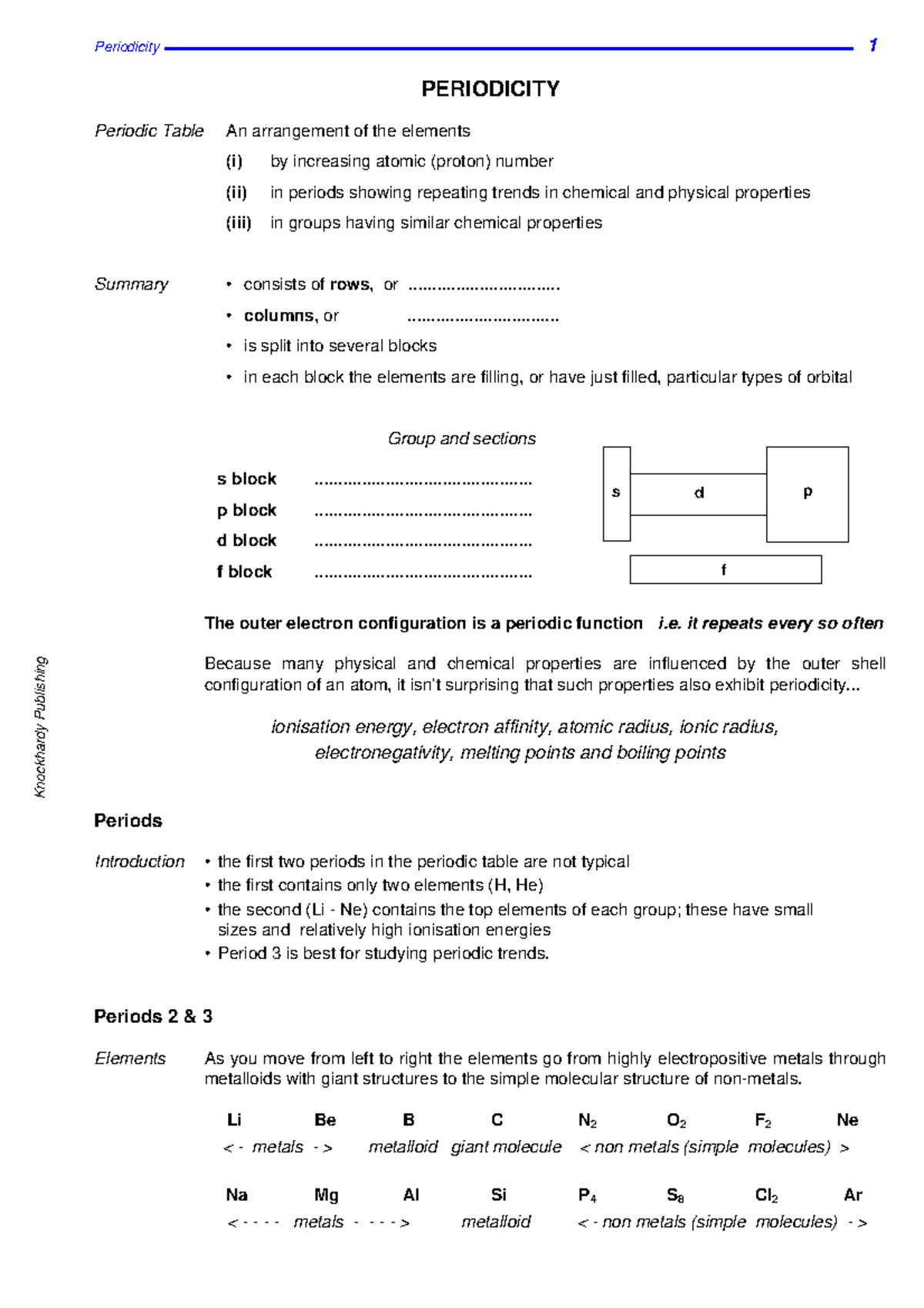 Chemistry Practice: Periodicity and the Periodic Table (CHEM101) - Studocu