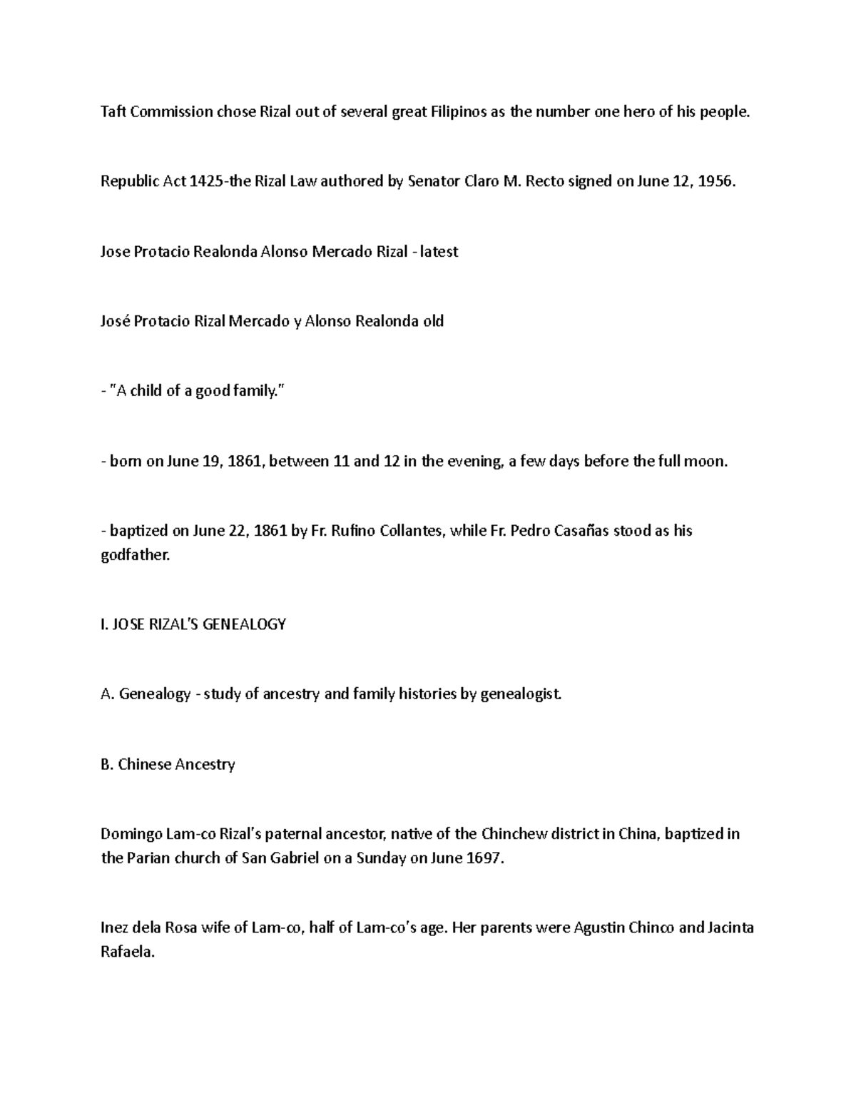 Life and Works of Rizal: A Comprehensive Study (Course Code: HIST101 ...