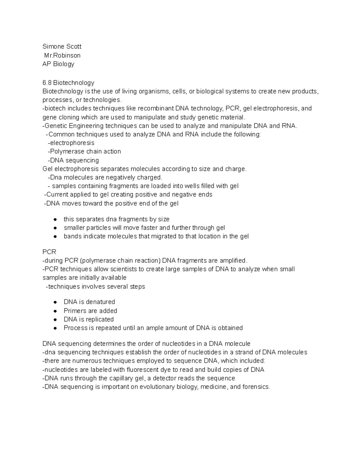 Biotechnology Techniques Overview - AP Biology DV 6 Summary - Studocu