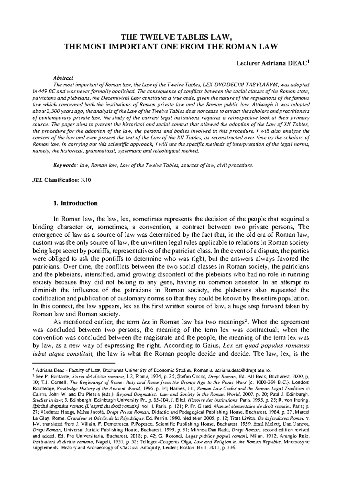 The Twelve Tables Law: A Study of Roman Legal Foundations - Studocu