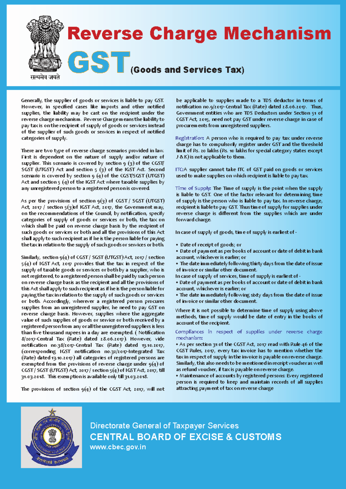 Reverse Charge Mechanism in GST: Key Provisions and Compliance - Studocu
