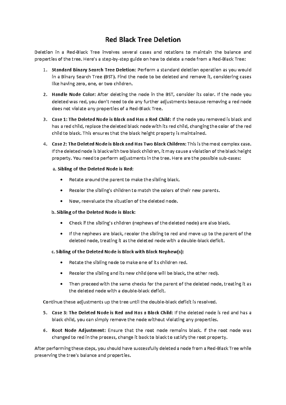 Red Black Tree Deletion Guide: Maintaining Balance and Properties - Studocu