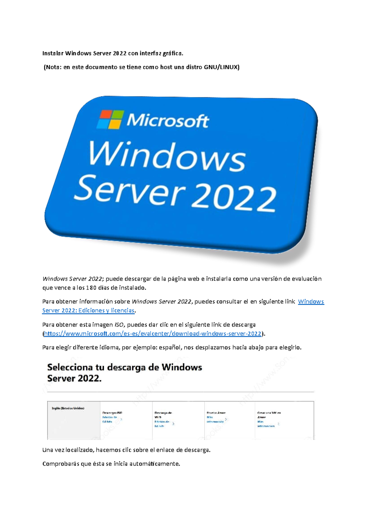 Instalación de Windows Server 2022: Guía Paso a Paso - Studocu