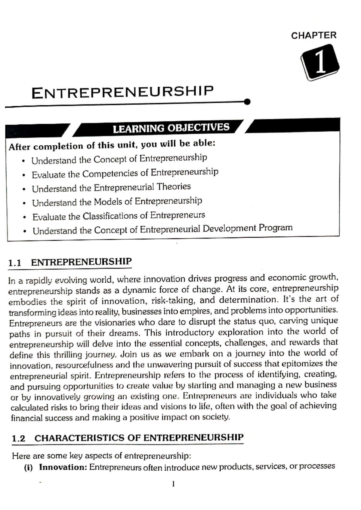 Unit-1 PME - notes of btech PME 4th year - CHAPTER 1 ENTREPRENEURSHIP ...