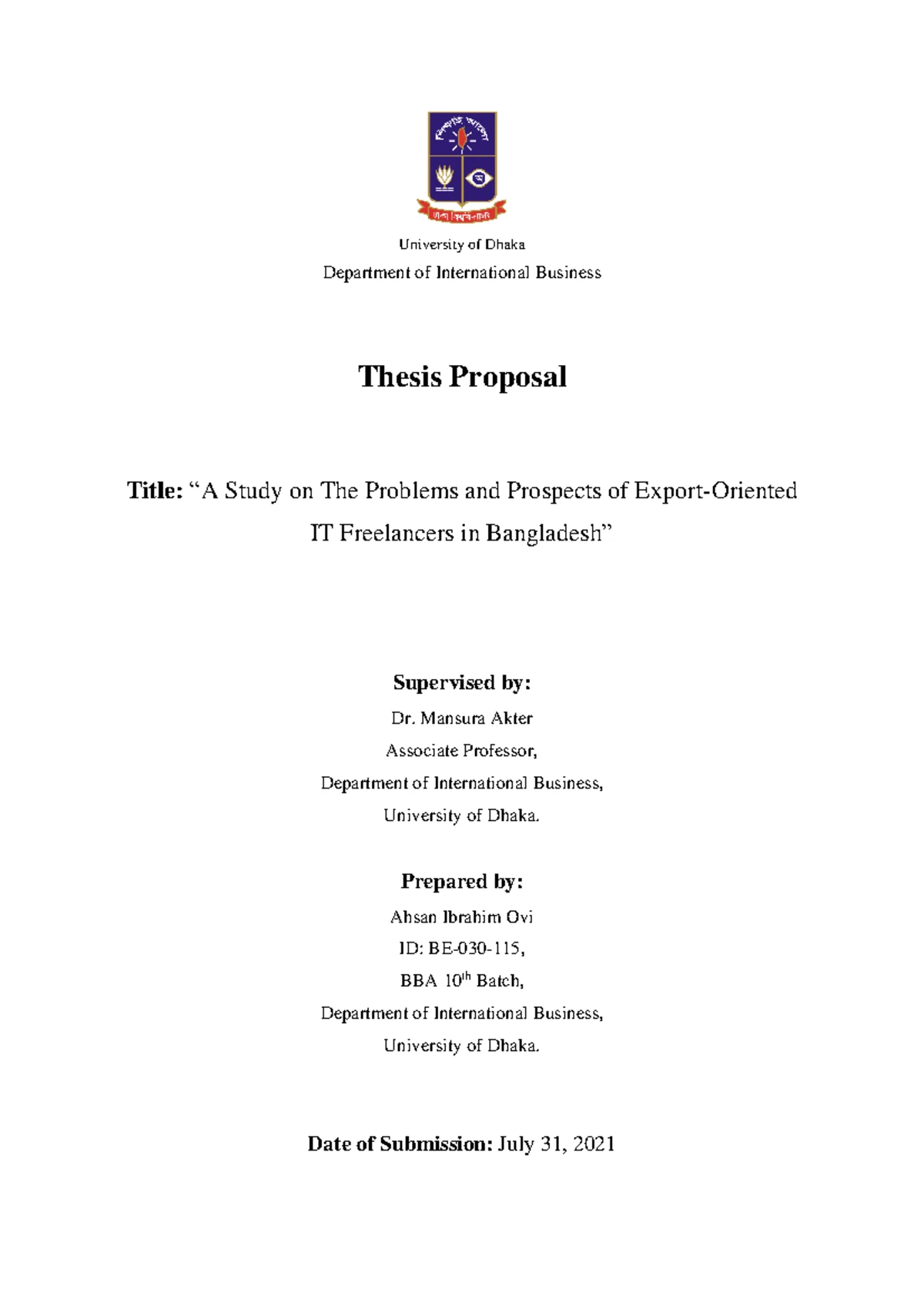 MBA Thesis Proposal Guidelines - MBA THESIS PROPOSAL GUIDELINES 1 ...