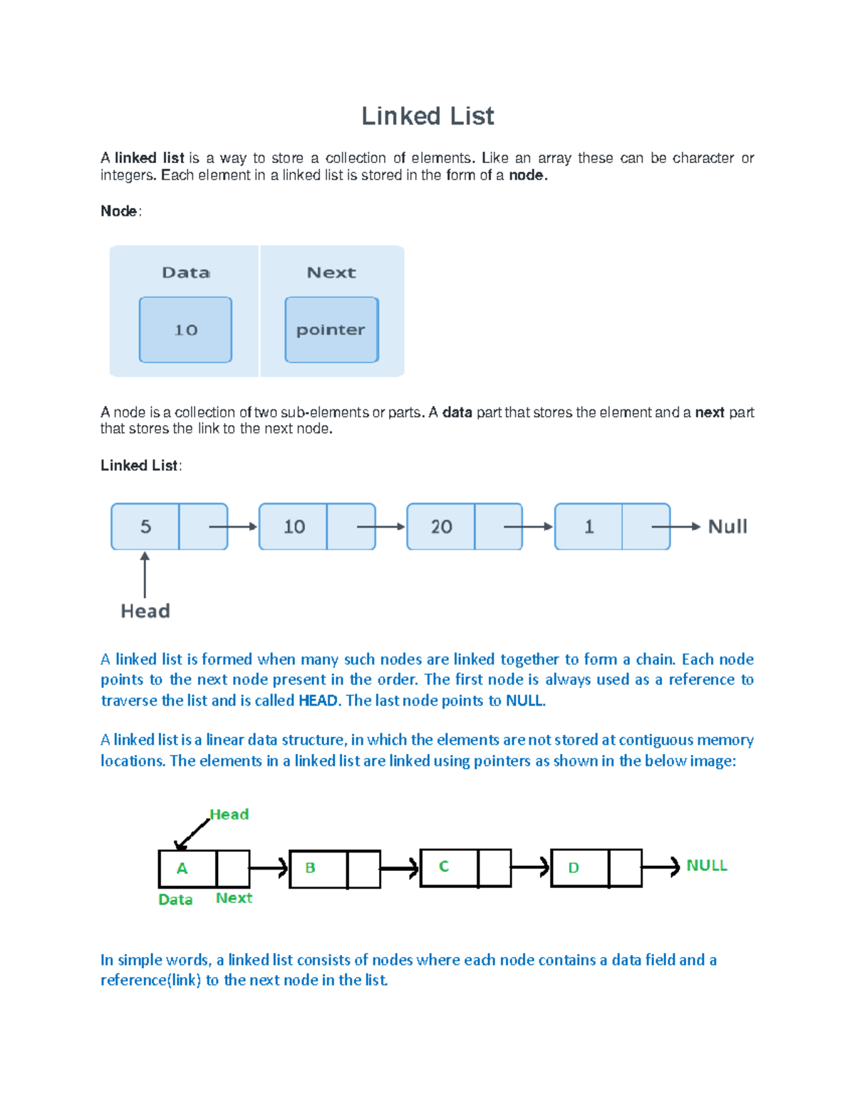 Linked List Overview and Operations - Data Structures (CS102) - Studocu