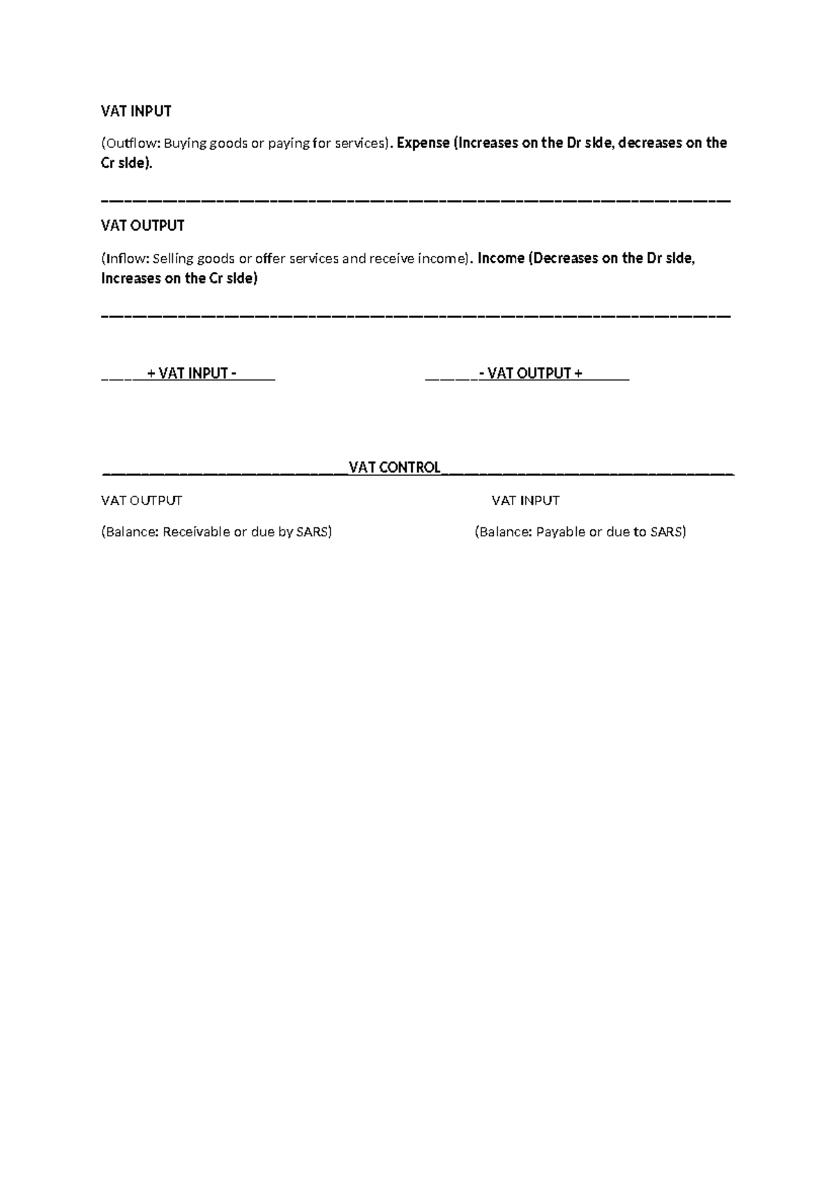 VAT Input - practise for exam - VAT INPUT (Outflow: Buying goods or ...