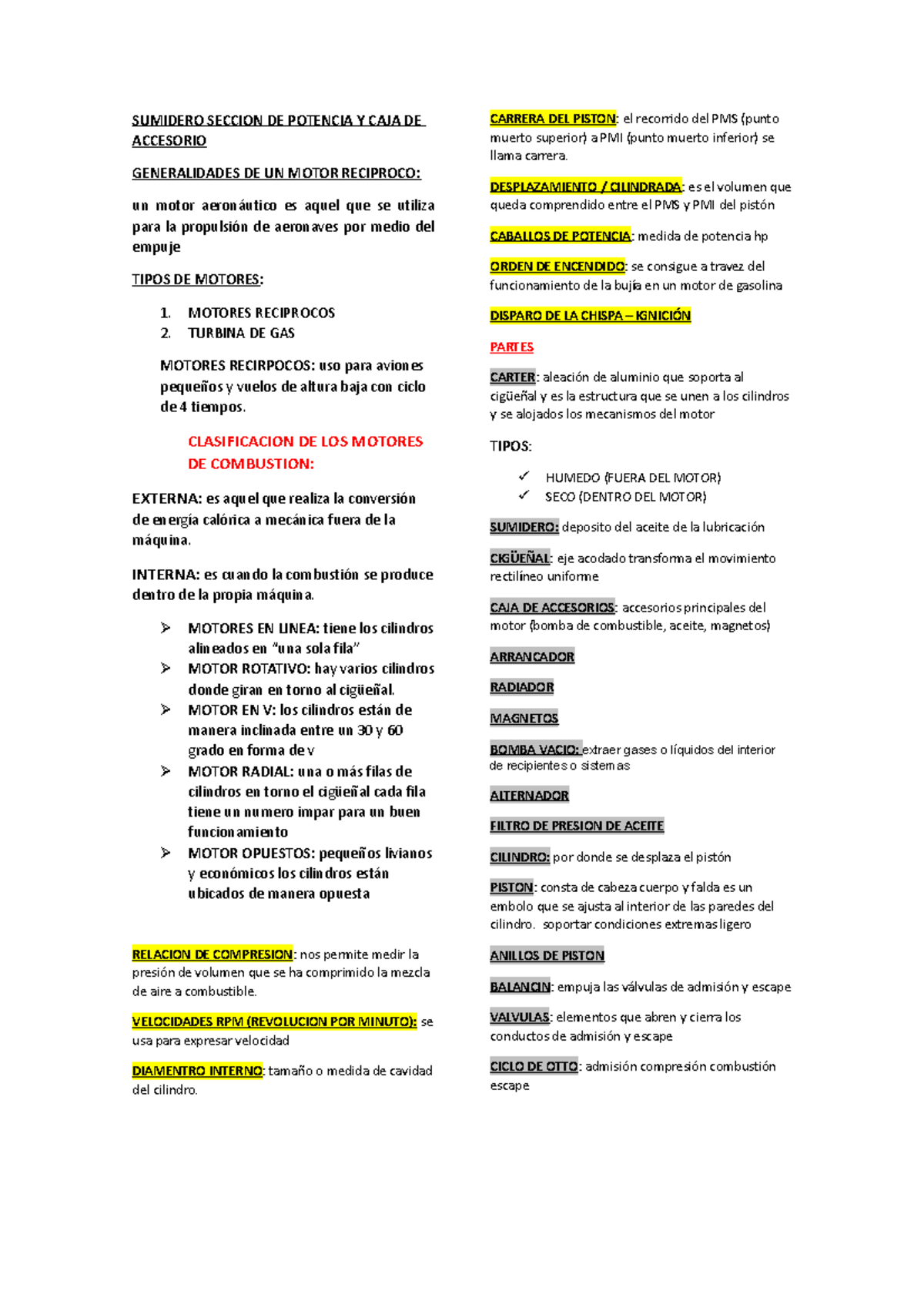 Generalidades de Motores Recíprocos para Aeronáutica: Tipos y Clasificación - Document Preview
