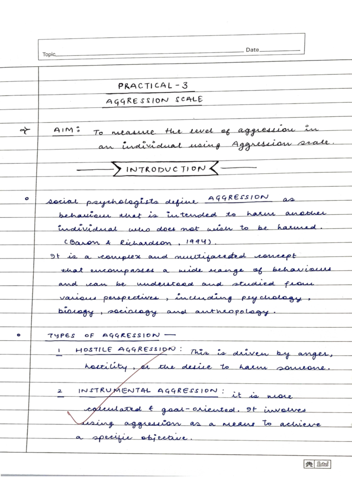 Practical 3: Measuring Individual Aggression Using the Aggression Scale ...