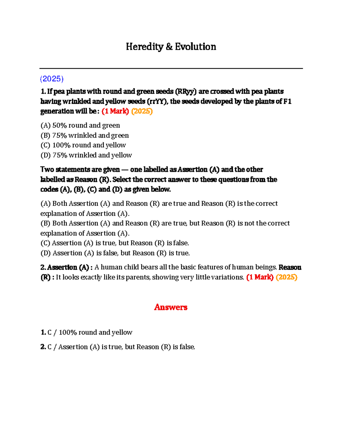 Heredity and Evolution Study Guide (2025) - Studocu